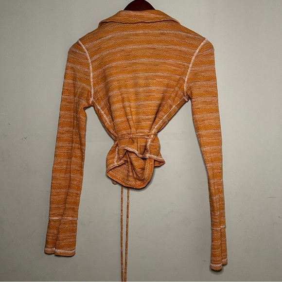 Striped Wrap-Long Sleeve Blouse - Picture 3 of 8